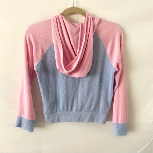 Juicy Couture pastel pink blue velour Terry zip up hoodie jacket small - Picture 3 of 5